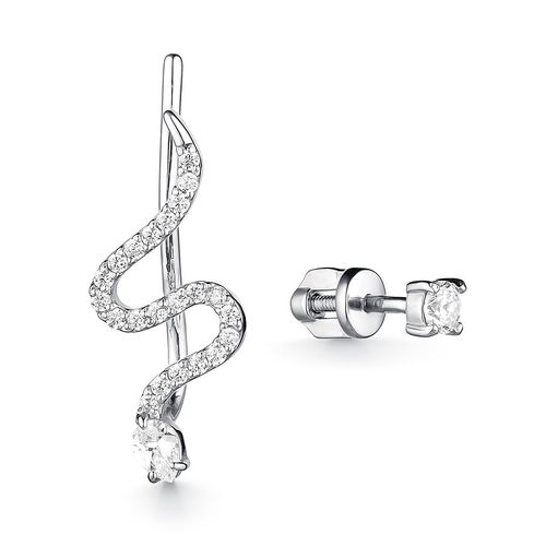 Серебряные cерьги классические с фианитом