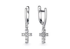 Серебряные cерьги висячие с фианитом