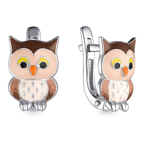 Серебряные cерьги классические с эмалью