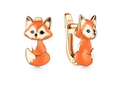 Серебряные cерьги классические с эмалью