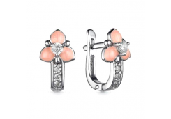 Серебряные cерьги классические с эмалью