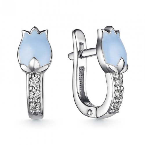 Серебряные cерьги классические с эмалью