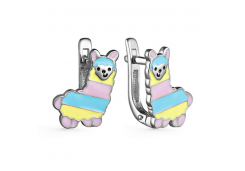 Серебряные cерьги классические с эмалью
