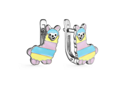 Серебряные cерьги классические с эмалью