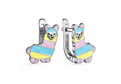 Серебряные cерьги классические с эмалью