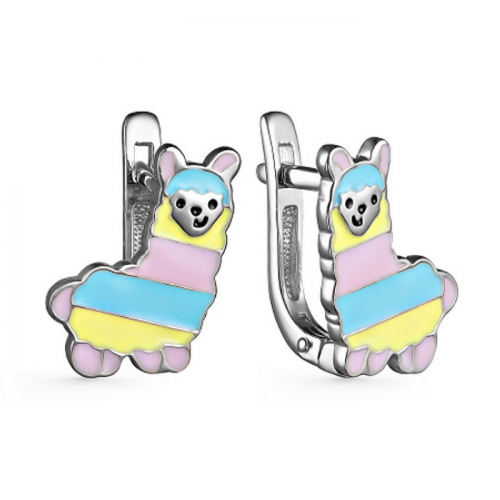 Серебряные cерьги классические с эмалью