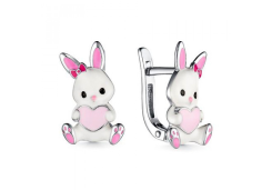 Серебряные cерьги классические с эмалью