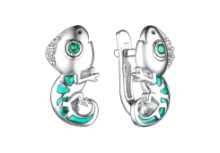 Серебряные cерьги классические с эмалью