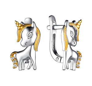 Серебряные cерьги классические с фианитом