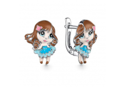 Серебряные cерьги классические с эмалью