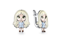 Серебряные cерьги классические с эмалью