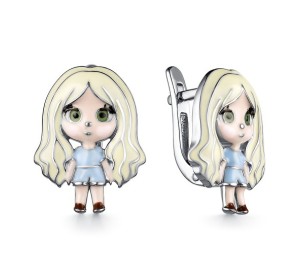 Серебряные cерьги классические с эмалью