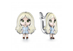 Серебряные cерьги классические с эмалью