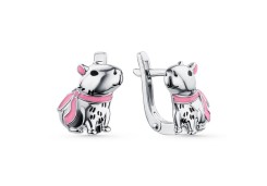 Серебряные cерьги классические с эмалью