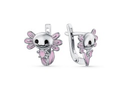 Серебряные cерьги классические с эмалью