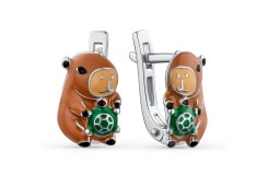 Серебряные cерьги классические с эмалью