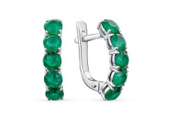 Серебряные cерьги с агатом зеленым