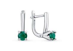 Серебряные cерьги с агатом зеленым