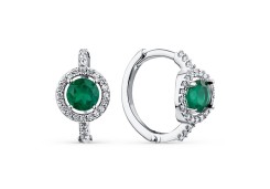 Серебряные cерьги классические с агатом зеленым