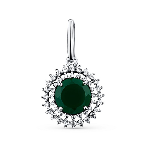 Серебряная подвеска с агатом зеленым