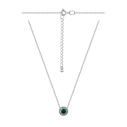 Серебряное колье с агатом зеленым