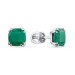 Серебряные cерьги пусеты (гвоздики) с агатом зеленым