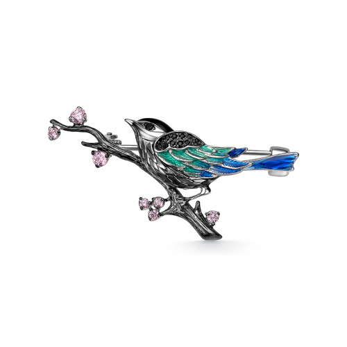 Брошь из серебра с фианитом