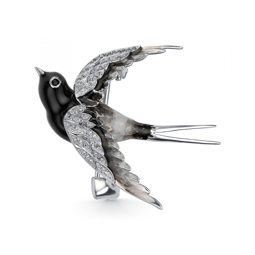 Брошь из серебра с фианитом