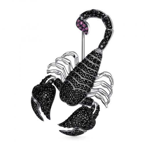 Брошь из серебра с фианитом