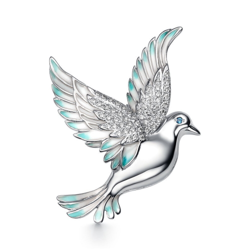 Брошь из серебра с фианитом