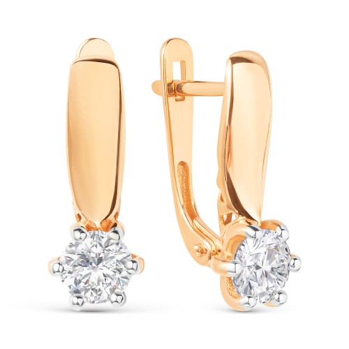 Золотые cерьги с фианитом