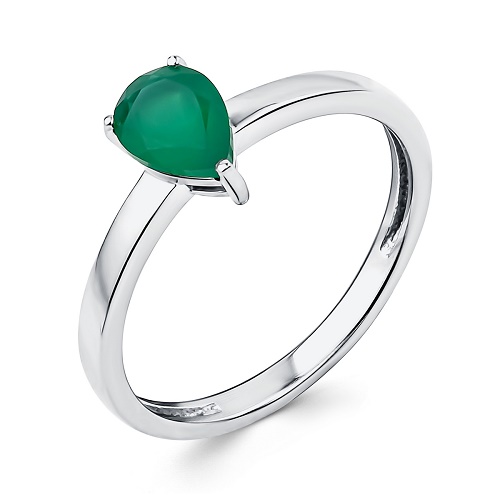 Серебряное кольцо с агатом зеленым