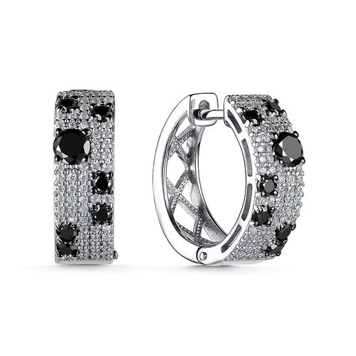 Серебряные cерьги классические с фианитом