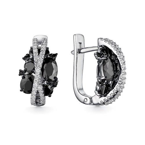 Серебряные cерьги классические с фианитом