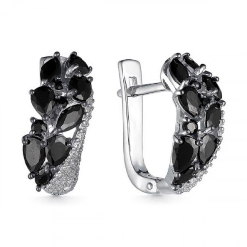 Серебряные cерьги классические с фианитом