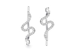 Серебряные cерьги классические с фианитом