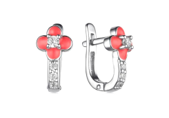 Серебряные cерьги классические с эмалью