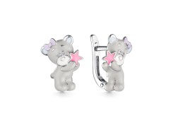 Серебряные cерьги классические с эмалью