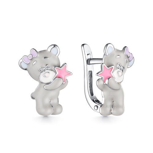 Серебряные cерьги классические с эмалью