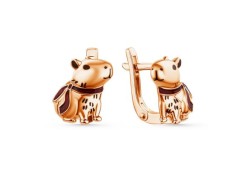 Серебряные cерьги классические с позолотой с эмалью