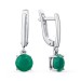 Серебряные cерьги висячие с агатом зеленым
