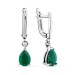 Серебряные cерьги висячие с агатом зеленым