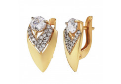 Золотые cерьги классические с фианитом