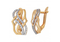 Золотые cерьги классические с фианитом