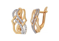 Золотые cерьги классические с фианитом