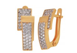 Золотые cерьги классические с фианитом