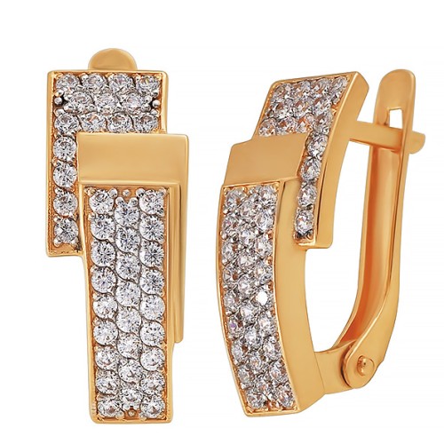 Золотые cерьги классические с фианитом