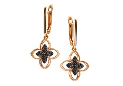 Золотые cерьги висячие с фианитом