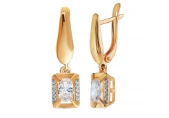 Золотые cерьги висячие с фианитом