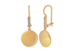 Золотые cерьги висячие с фианитом